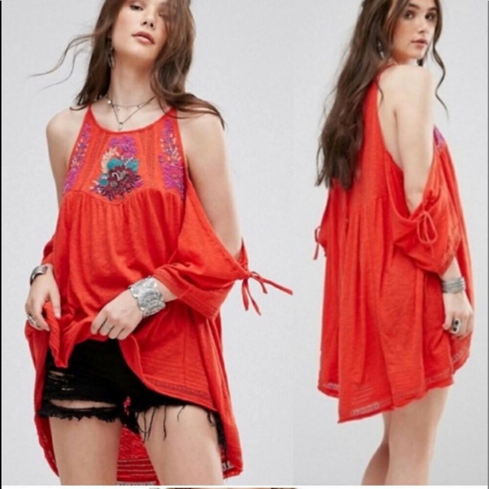 NWT Free People Fast Times cold shoulder blouse